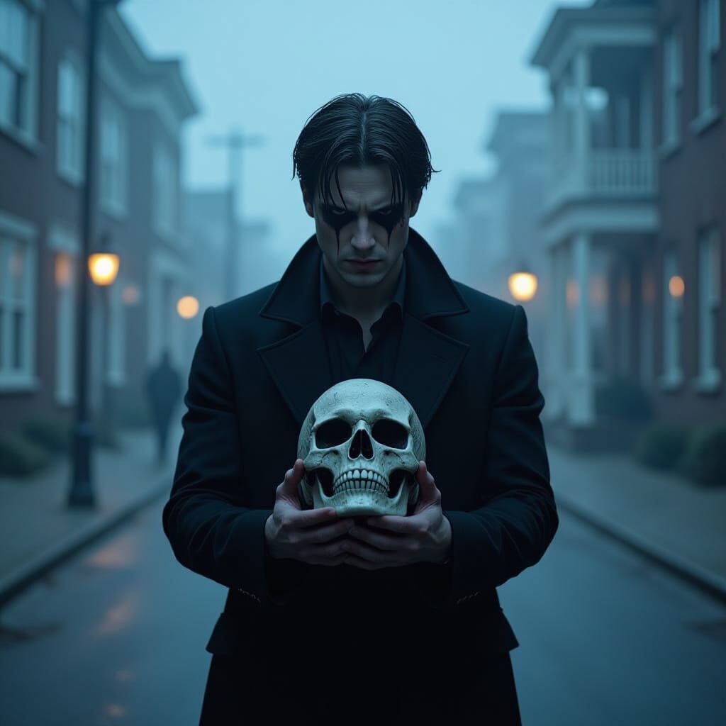 Grim Halloween Scene: Holding Severed Head