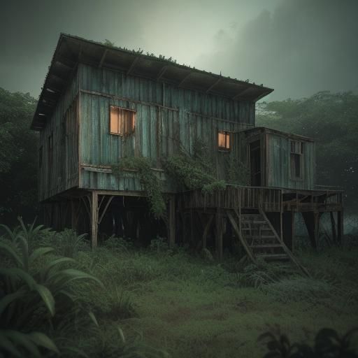 Deserted Island Research Station at Sunset