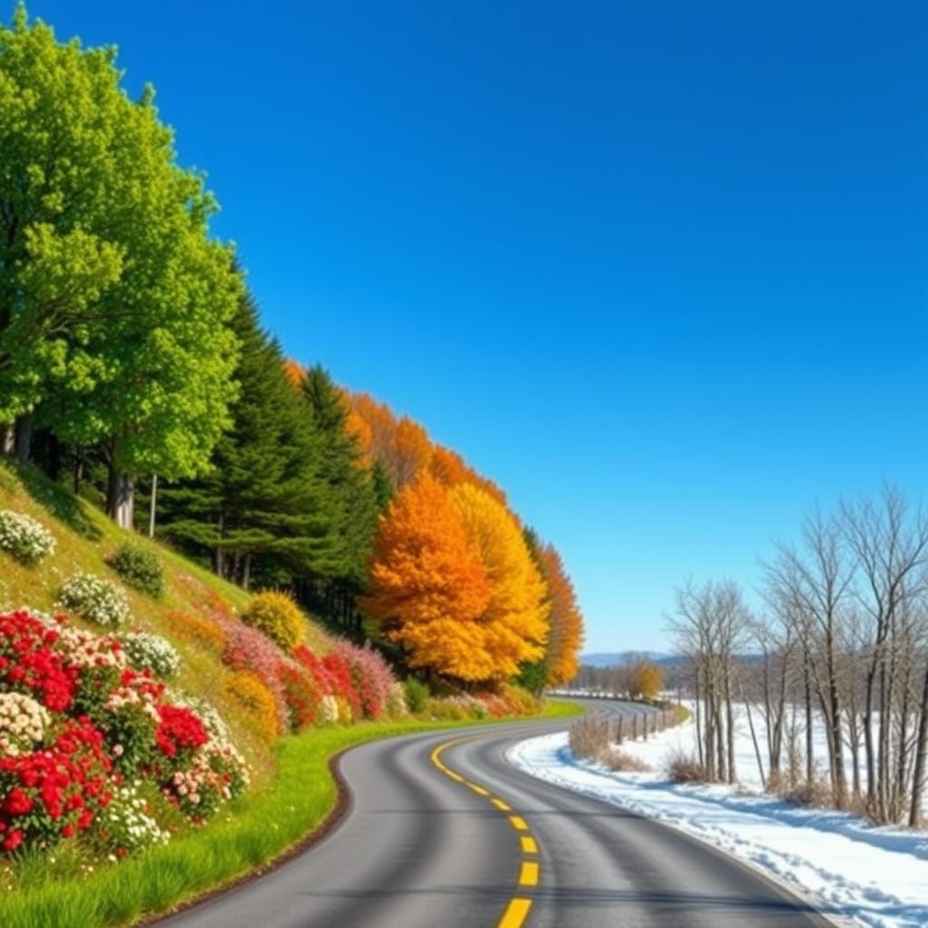 Four Seasons Landscape: A Detailed Digital Art Journey