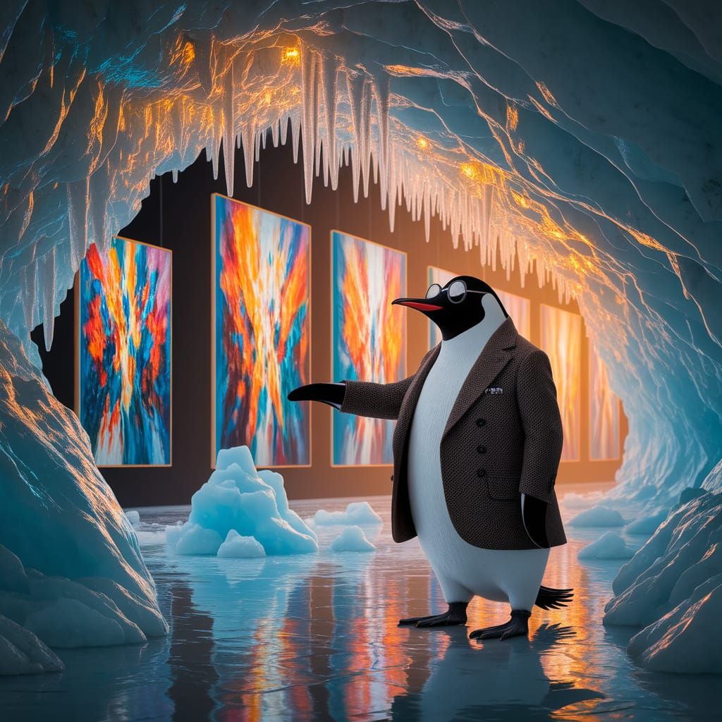 Penguin Curator Showcases Art in Hidden Ice Gallery