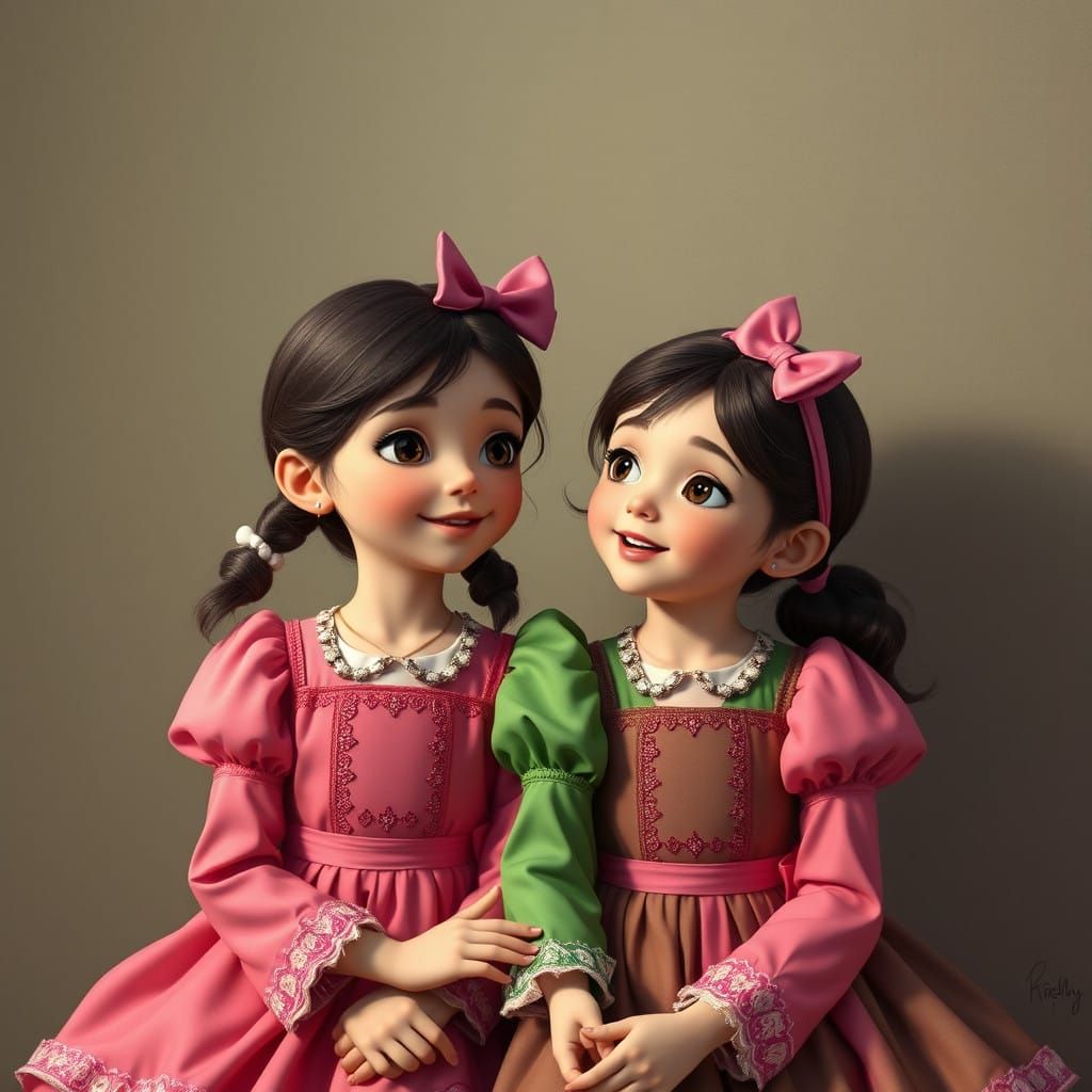 Mischief Maker Twin Sisters in Whimsical Fantasy Setting