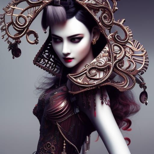 Filigree Women: Rococo, Art Deco, and Cyberpunk Fusion