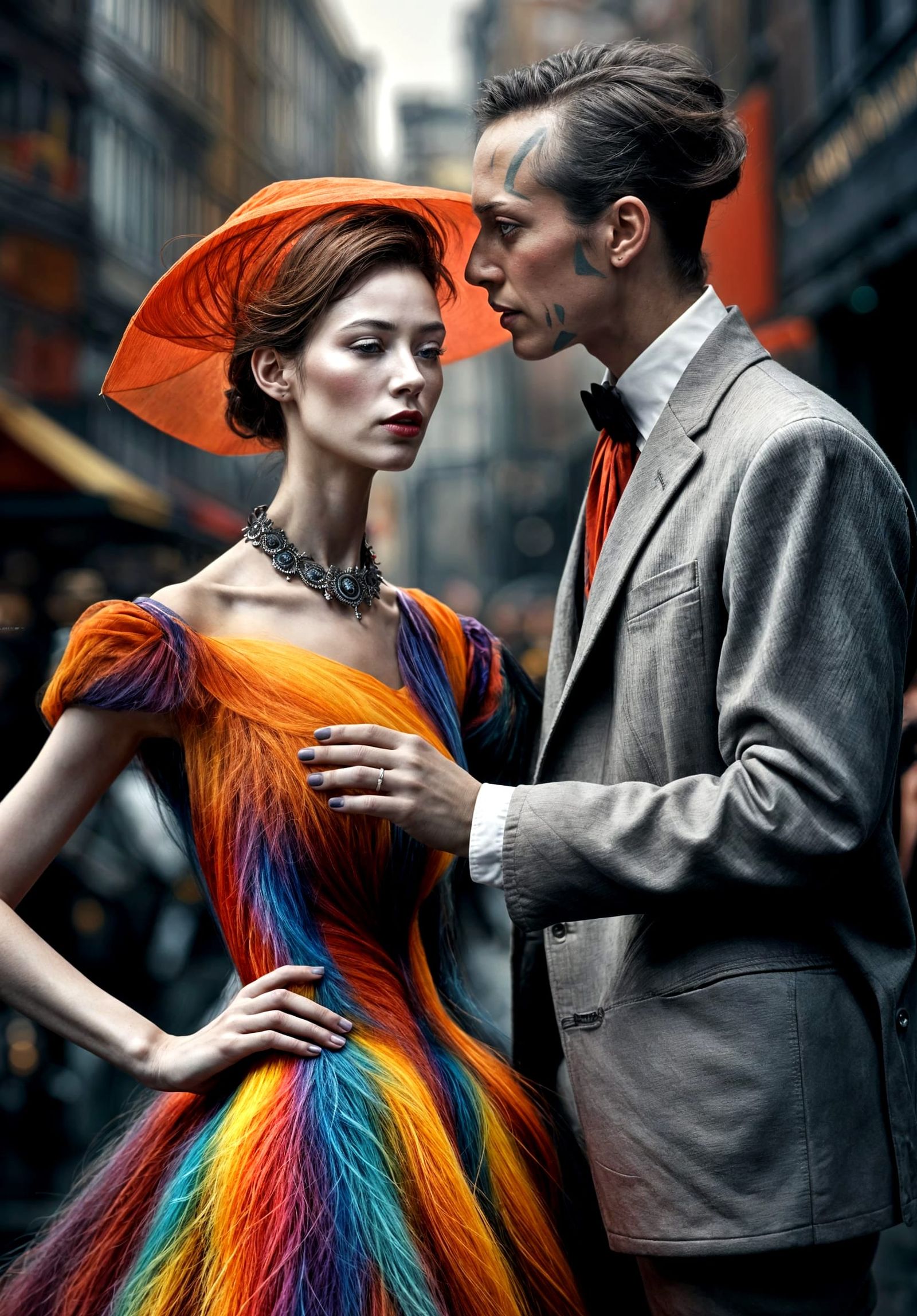 Polychromatic City Life: Blended Abstract Matte Painting