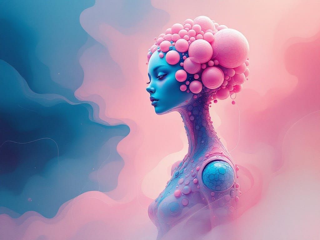 Ethereal Watercolor Figure in Cosmic Dreamscapes