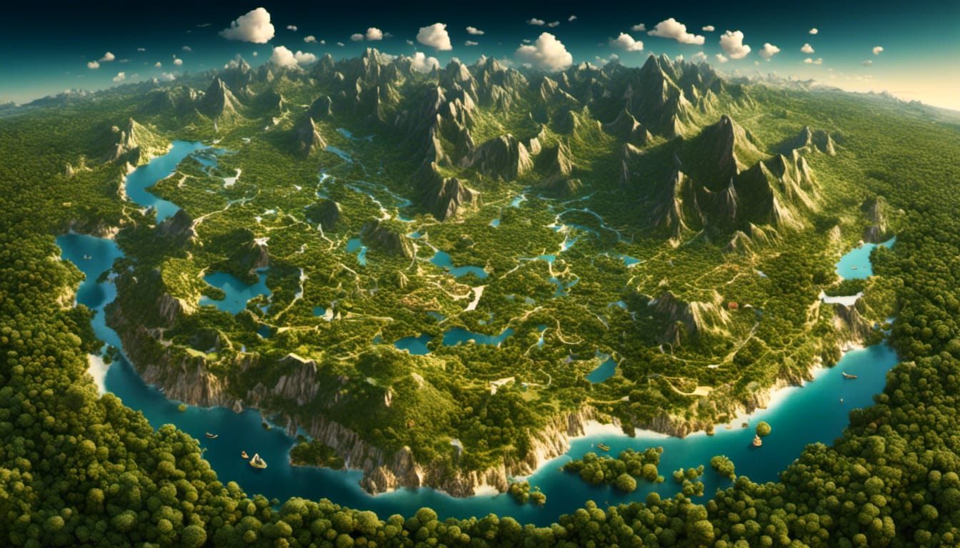 Biopunk World Map with Colorful Animals