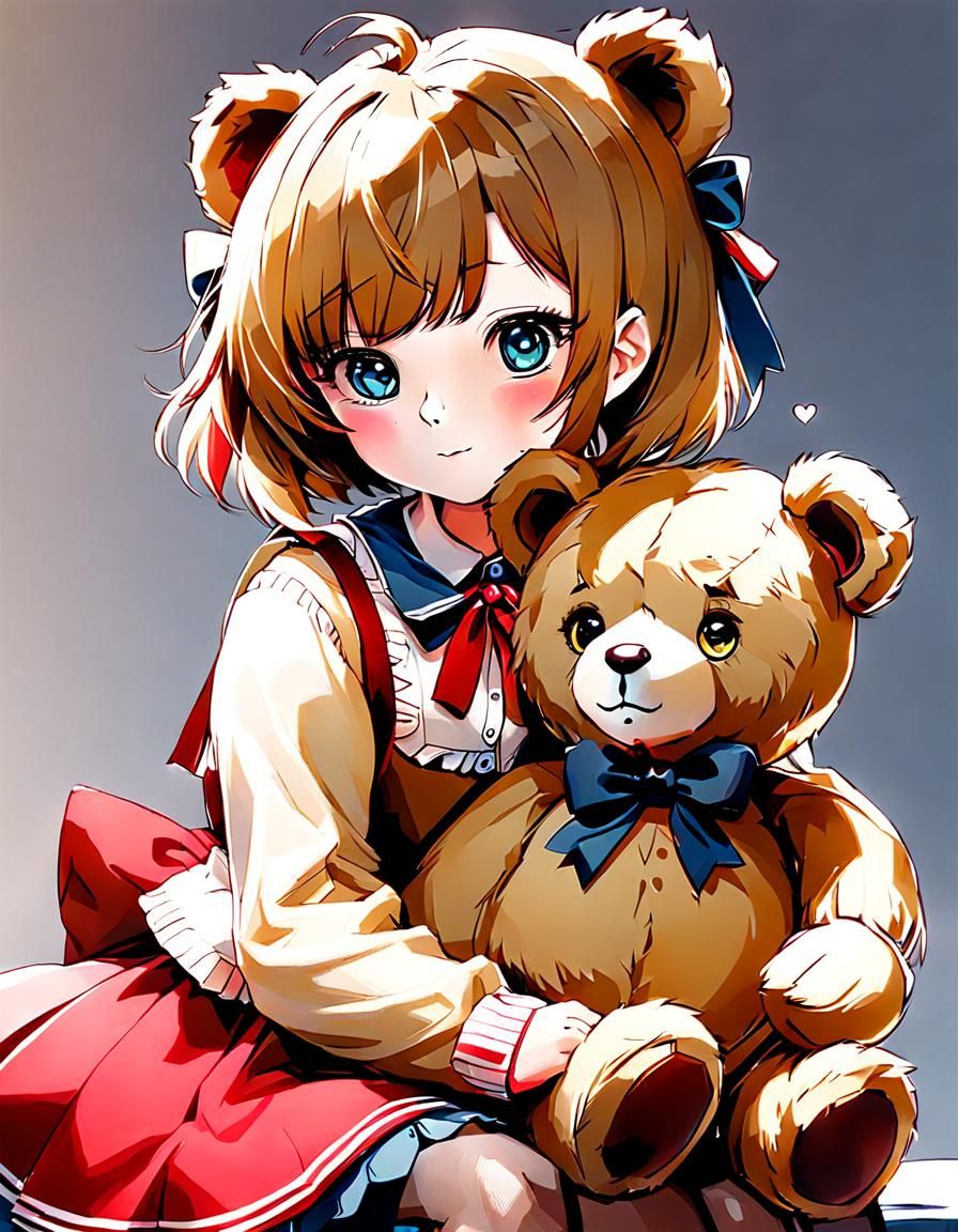 AI-Generated Teddy Bear Girl Image
