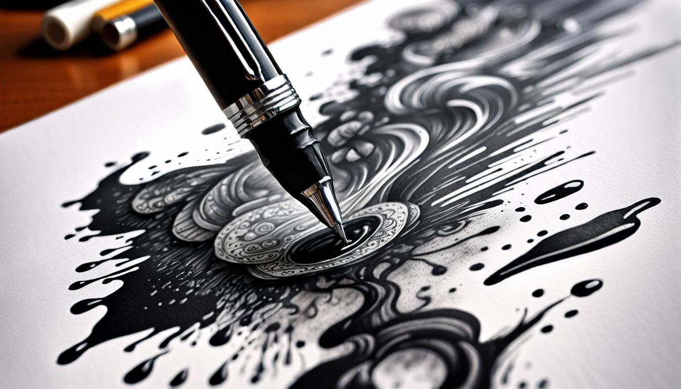 Magical Ink Pens and Paladin: Hyperrealistic Scene