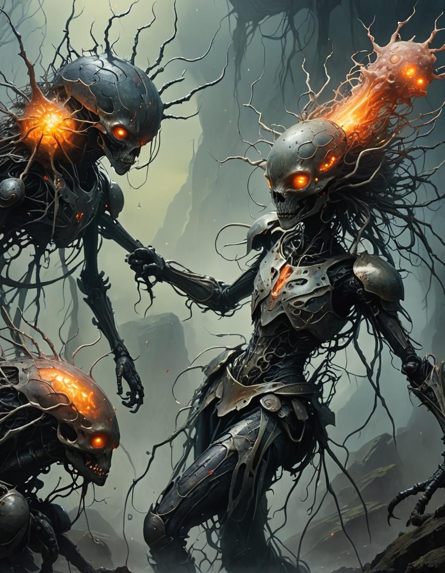 Surreal Bioluminescent Neuronal Figure Concept Art