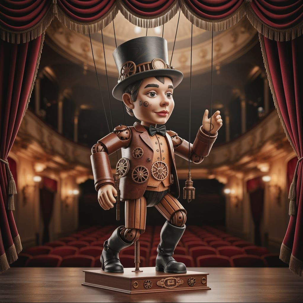Steampunk Adventurer Czech Wooden Puppet Photograph