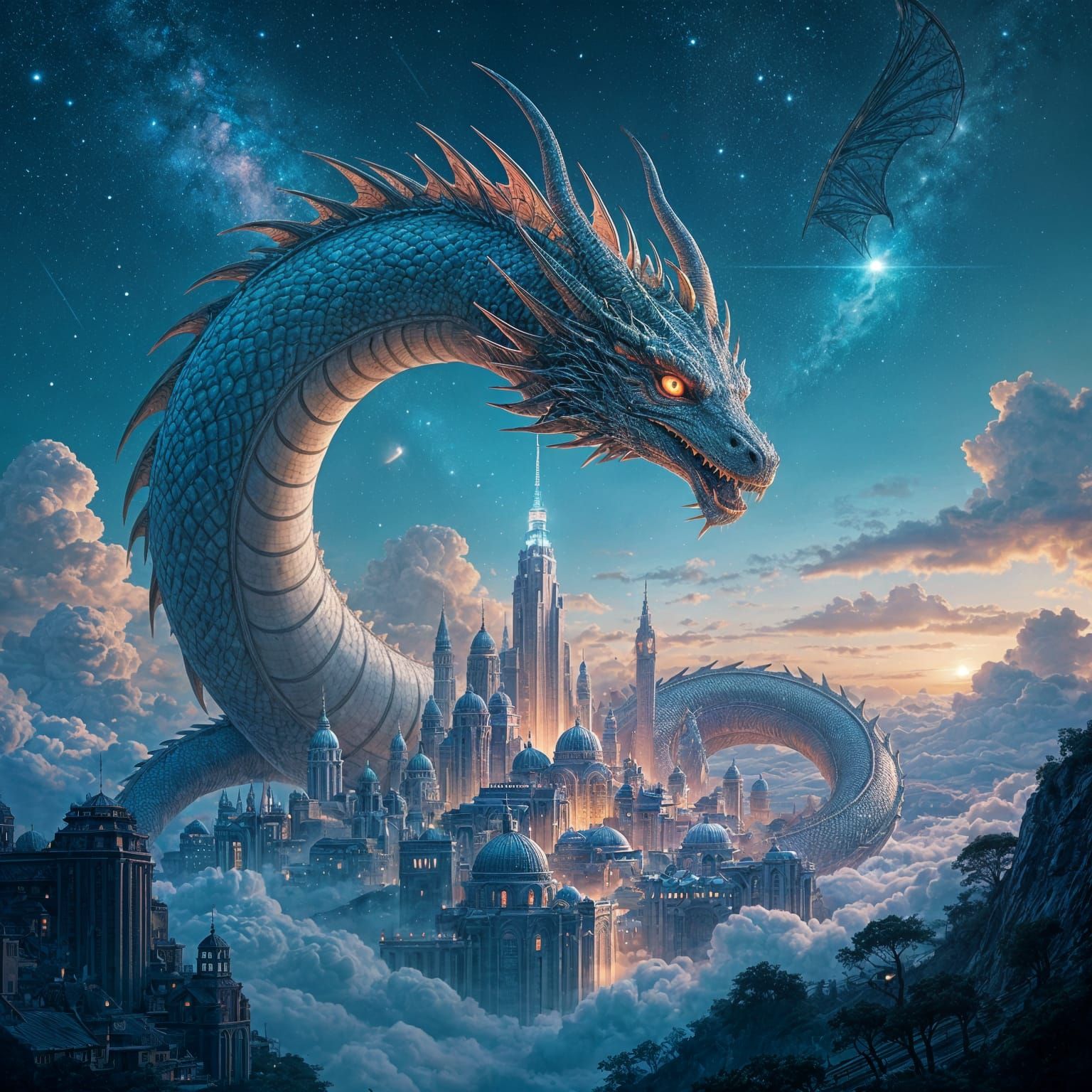 Ancient Dragon Coiled Around Star City
