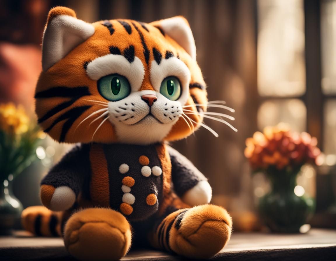 Detailed Plush Cat-Tiger Toy in Cinematic Style