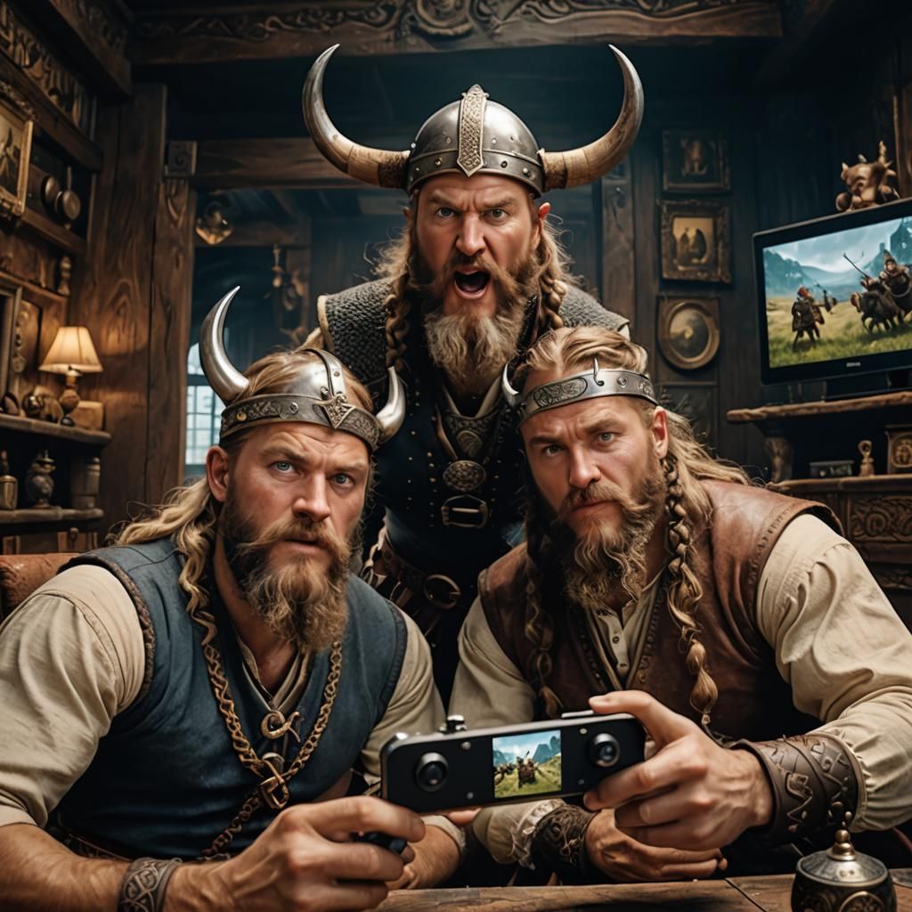 Vikings Play Console Game in Victorian England