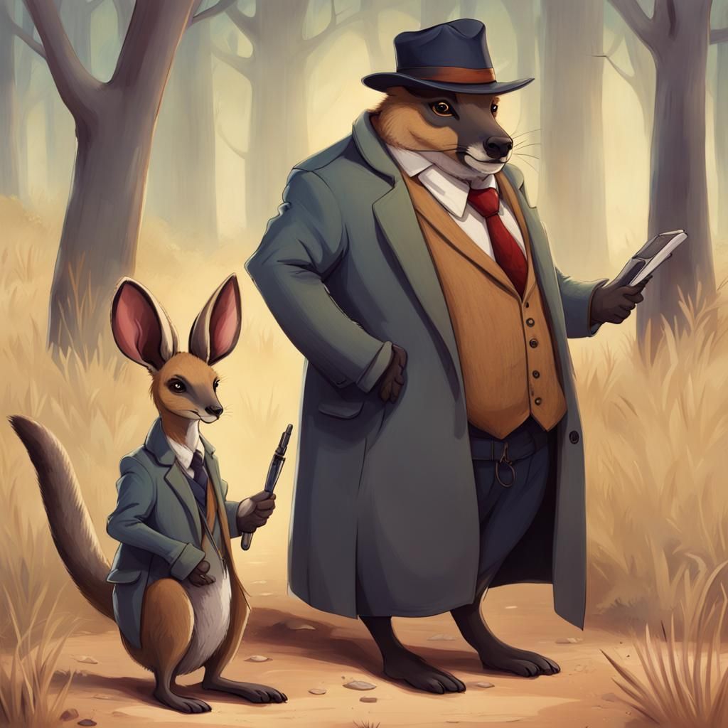 Detective Antelope and Wallaby Cartoon