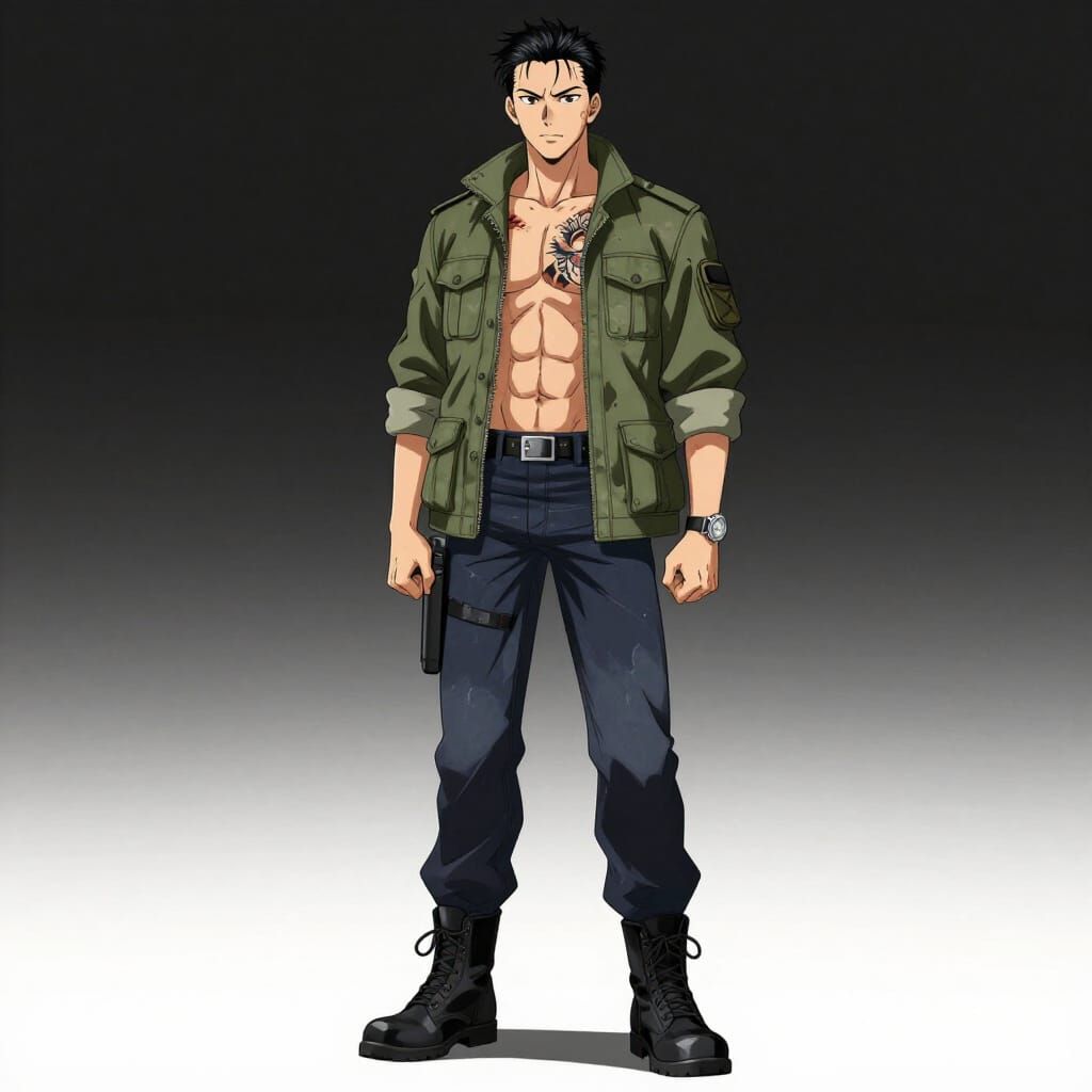 Disciplined Anime Character in Military Jacket