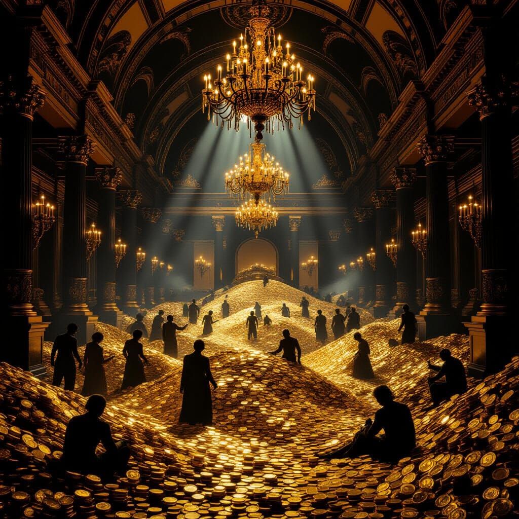 Opulent Vault of Gold and Gems in Baroque Style