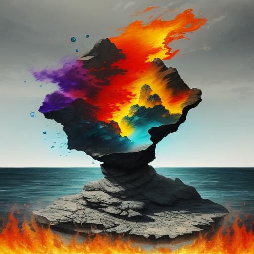 Elemental Double Exposure Ink Painting in Warm Hues