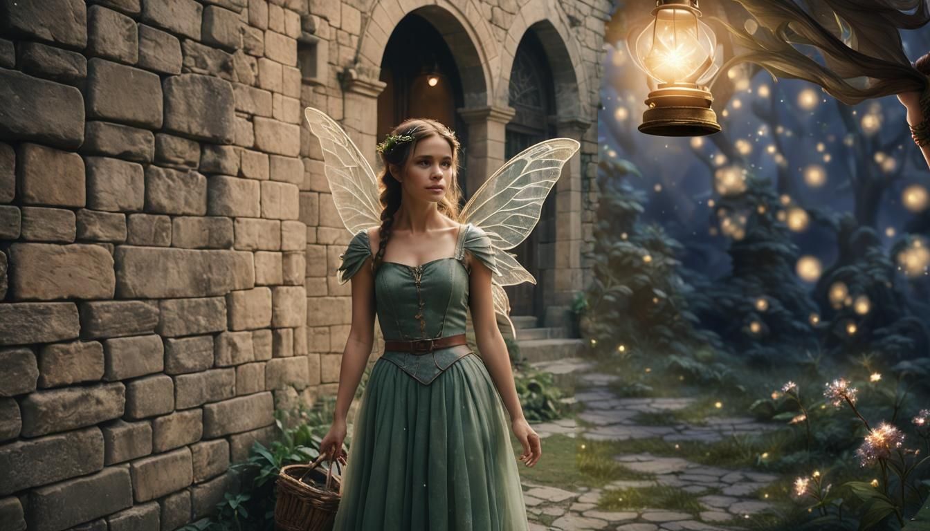 Sparkling Fairy Holding Lantern with Pixie Dust