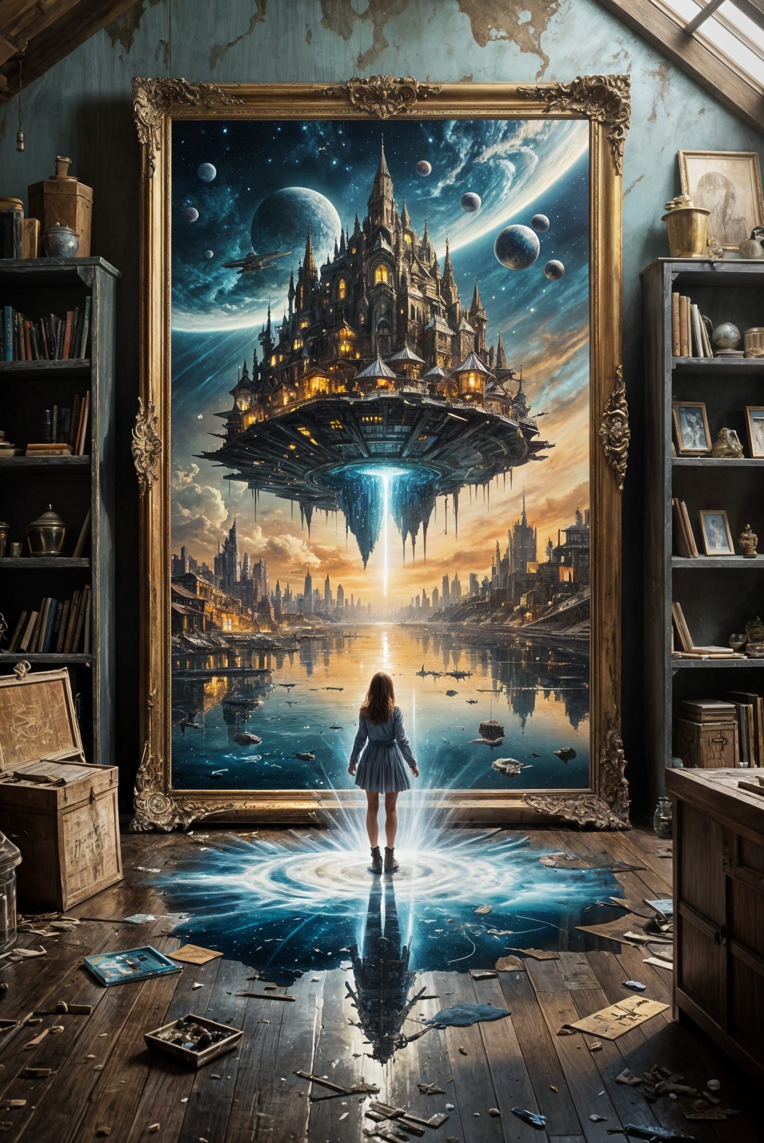 Surreal Solarpunk City Transports Girl into its Vibrant Worl...