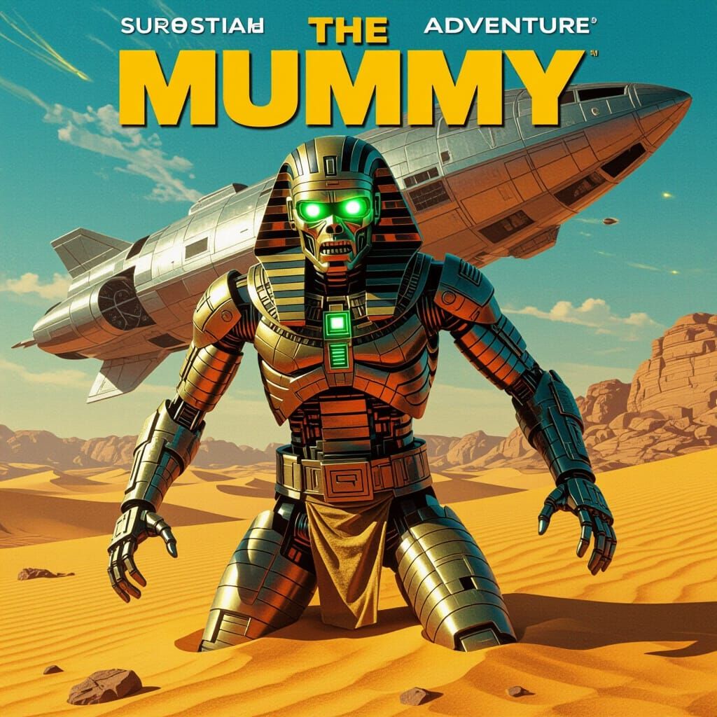 Retro Sci-Fi Mummy Movie Poster