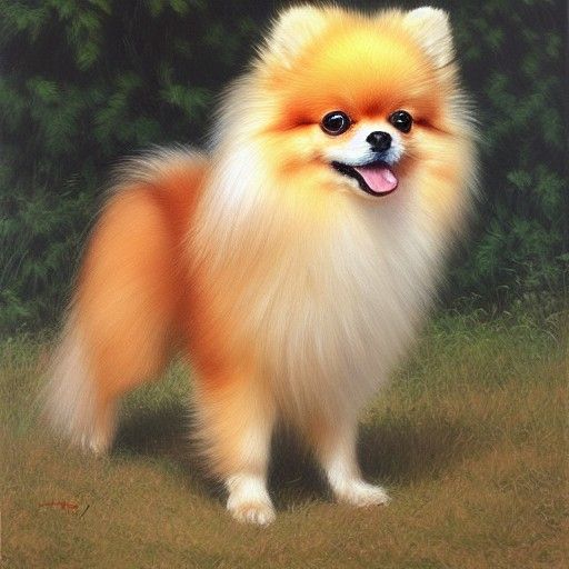 Pomeranian Portrait in Oil Painting Style