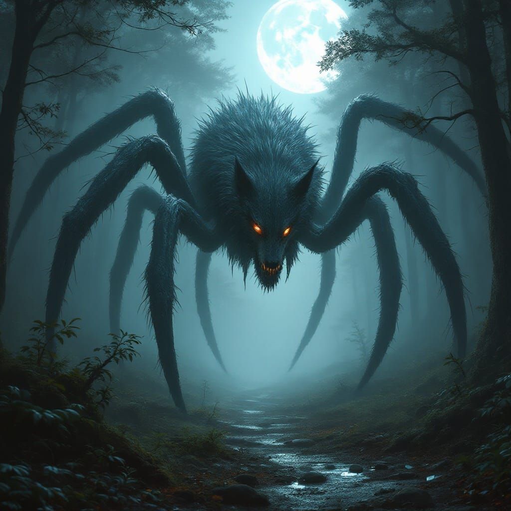 Magnificent Wolf Spider Hybrid Emerges in a Haunting, Moonli...