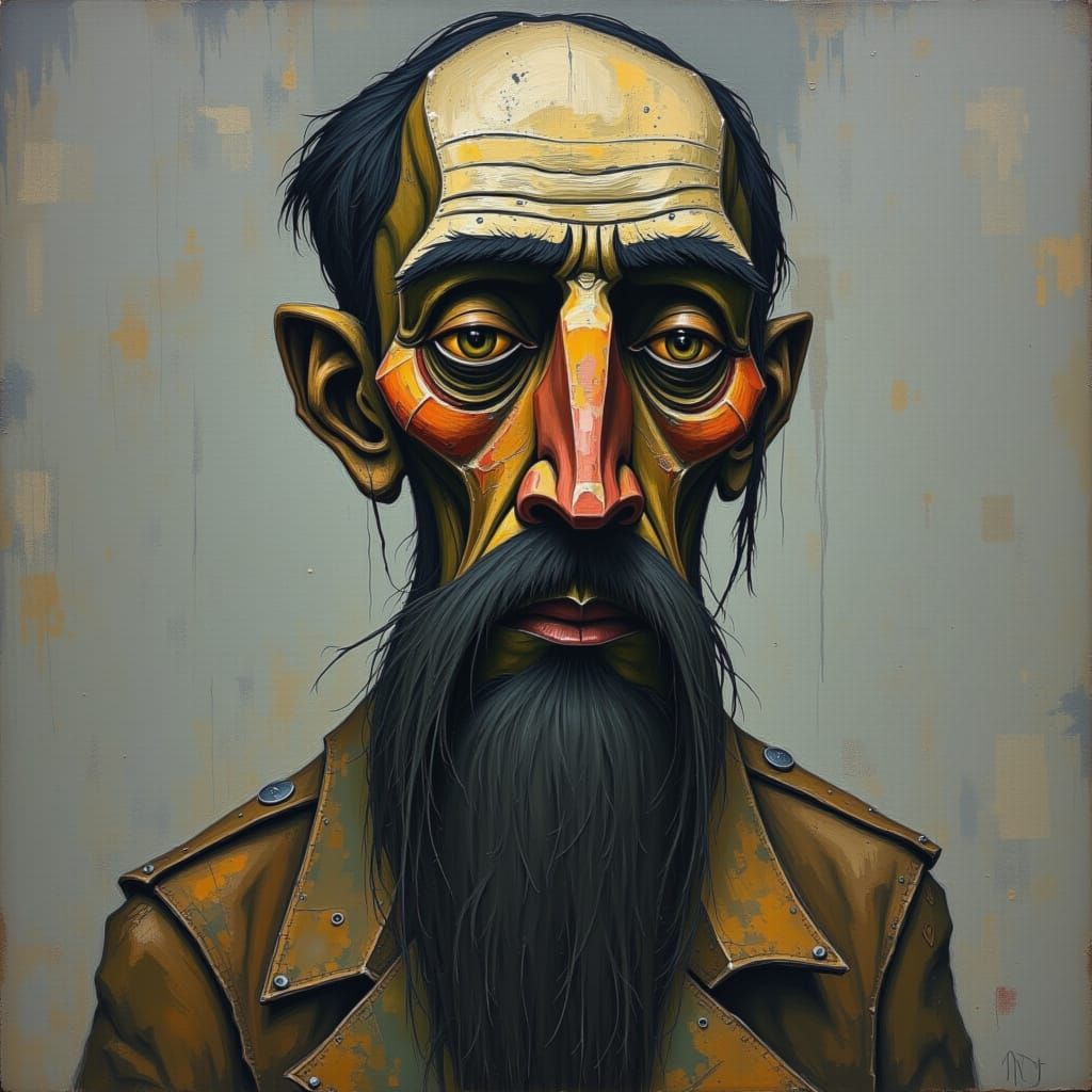 Weary Face in Earth Tones: Social Realism Portrait