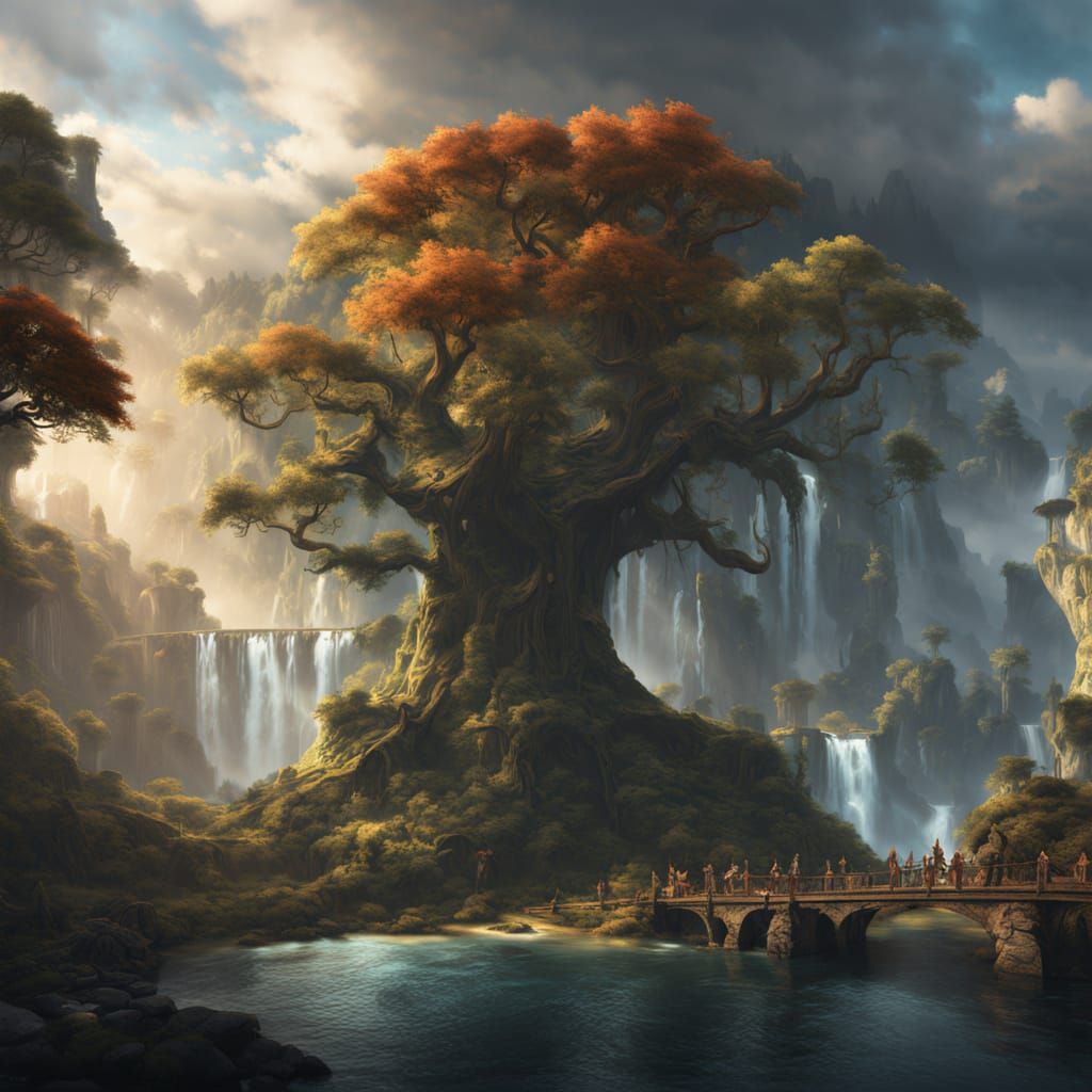 Elven City in Giant Tree Panorama