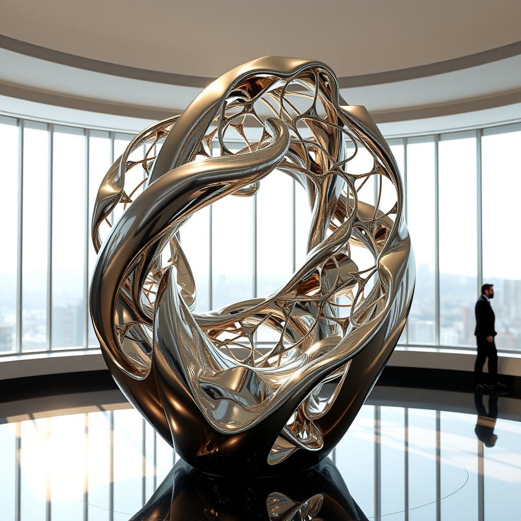 Surreal Stainless Steel Masterpiece in Photorealistic CGI