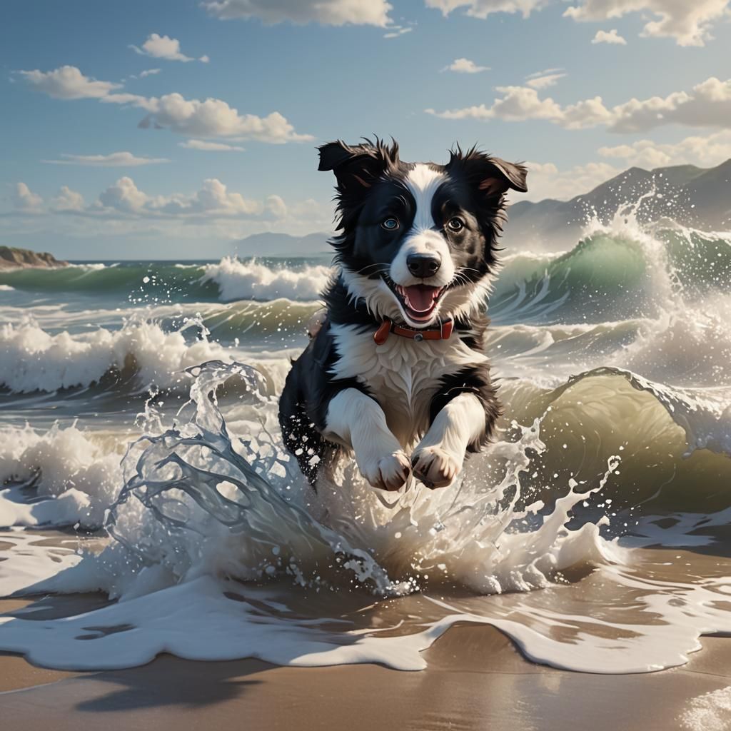 border collies love the beach
