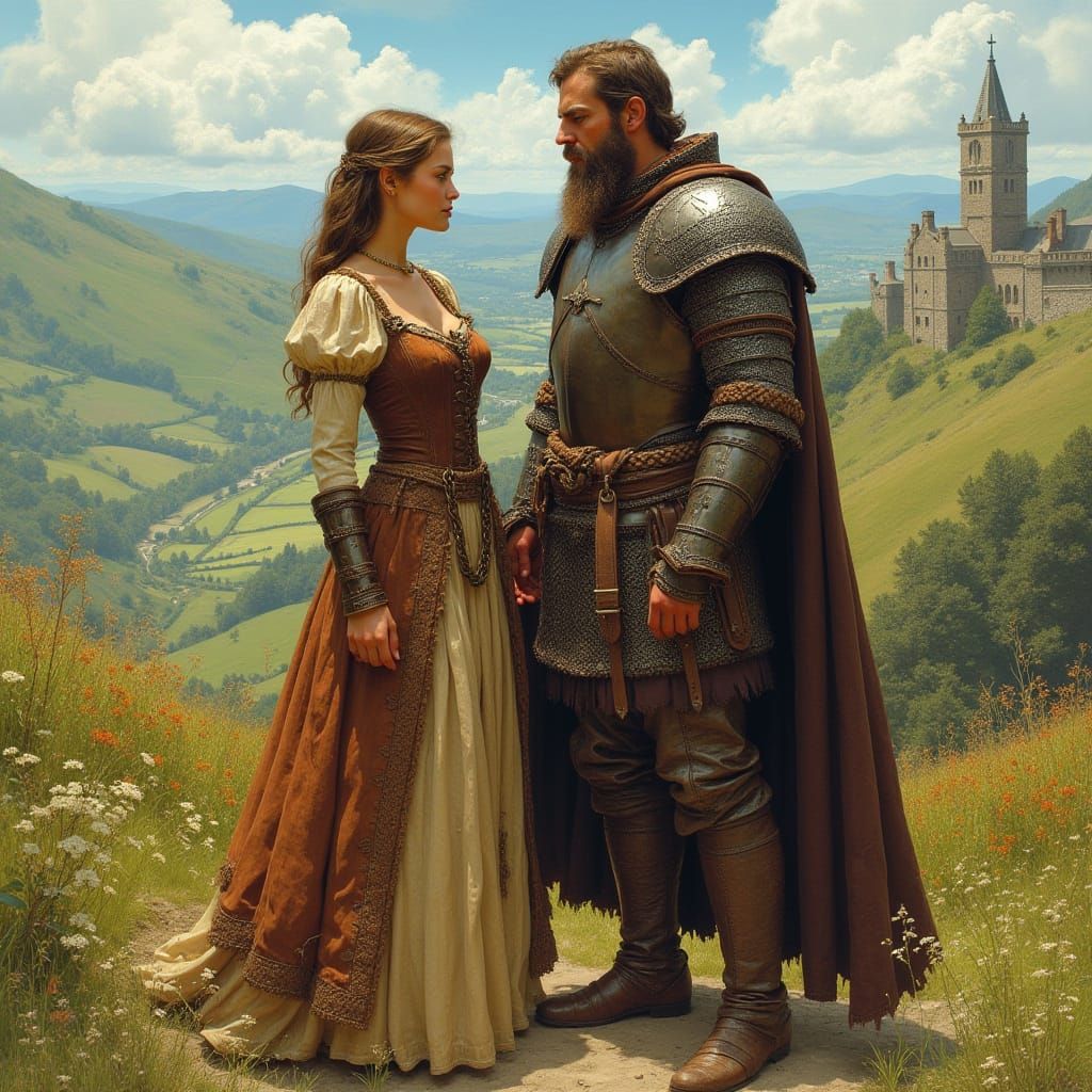 Anglo-Saxon Warrior and Wife in Countryside