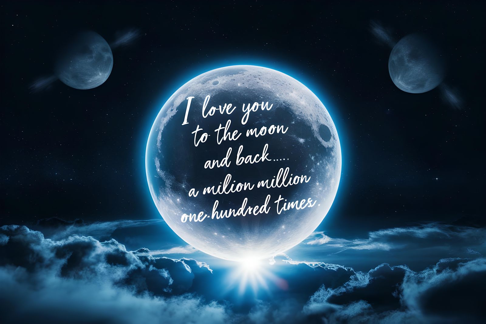 Moonlit Space Scene with Loving Message