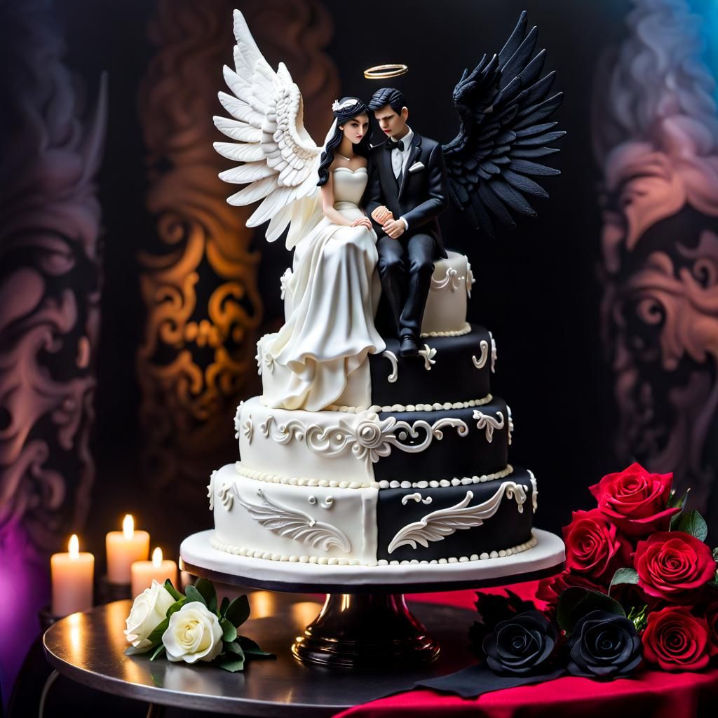 Angel/Demon Wedding Cake