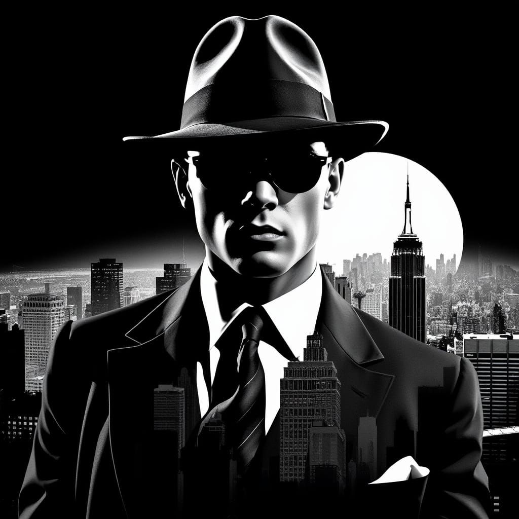 Gangster in Film Noir Style New York Scene