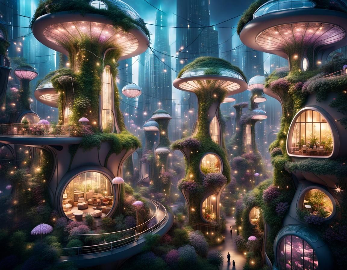 Futuristic Fairy Metropolis: A High-Tech Village