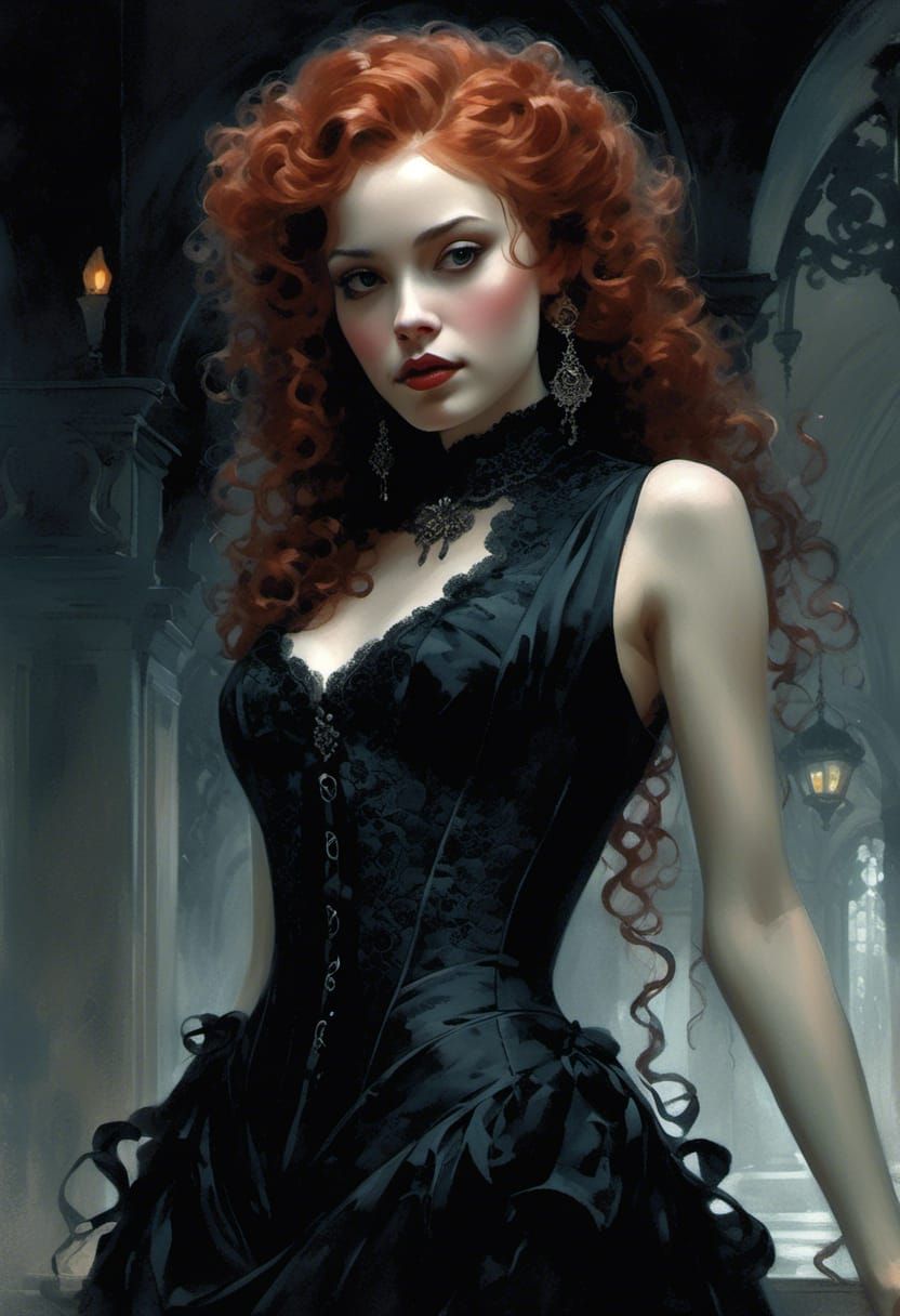 Rococo Lady in Velvet and Lace Portrait