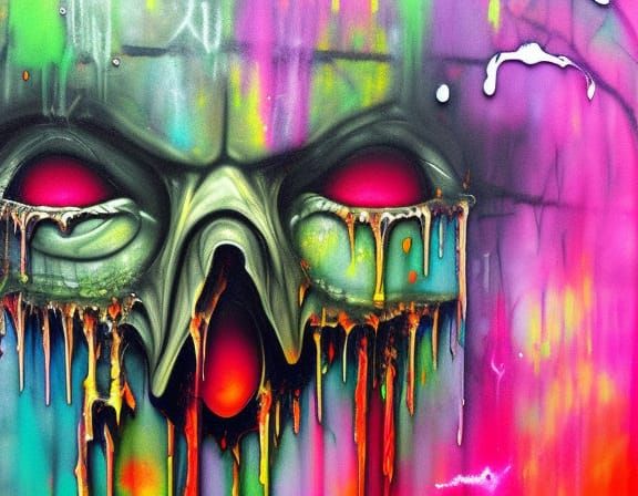 spooky swamp graffiti art, splash art, street art, spray pai...
