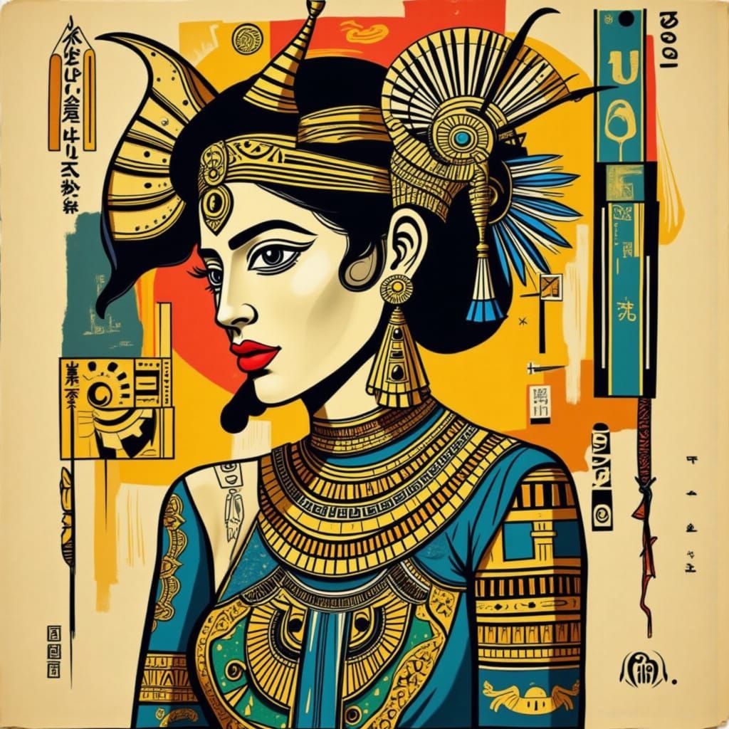 Kinetic Egyptian Soul in Gold Style