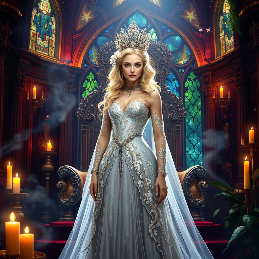 Regal Witch in Lavish Throne Room