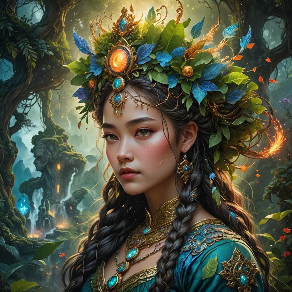 Mystical Woman Portrait in Fantasy Digital Art Style