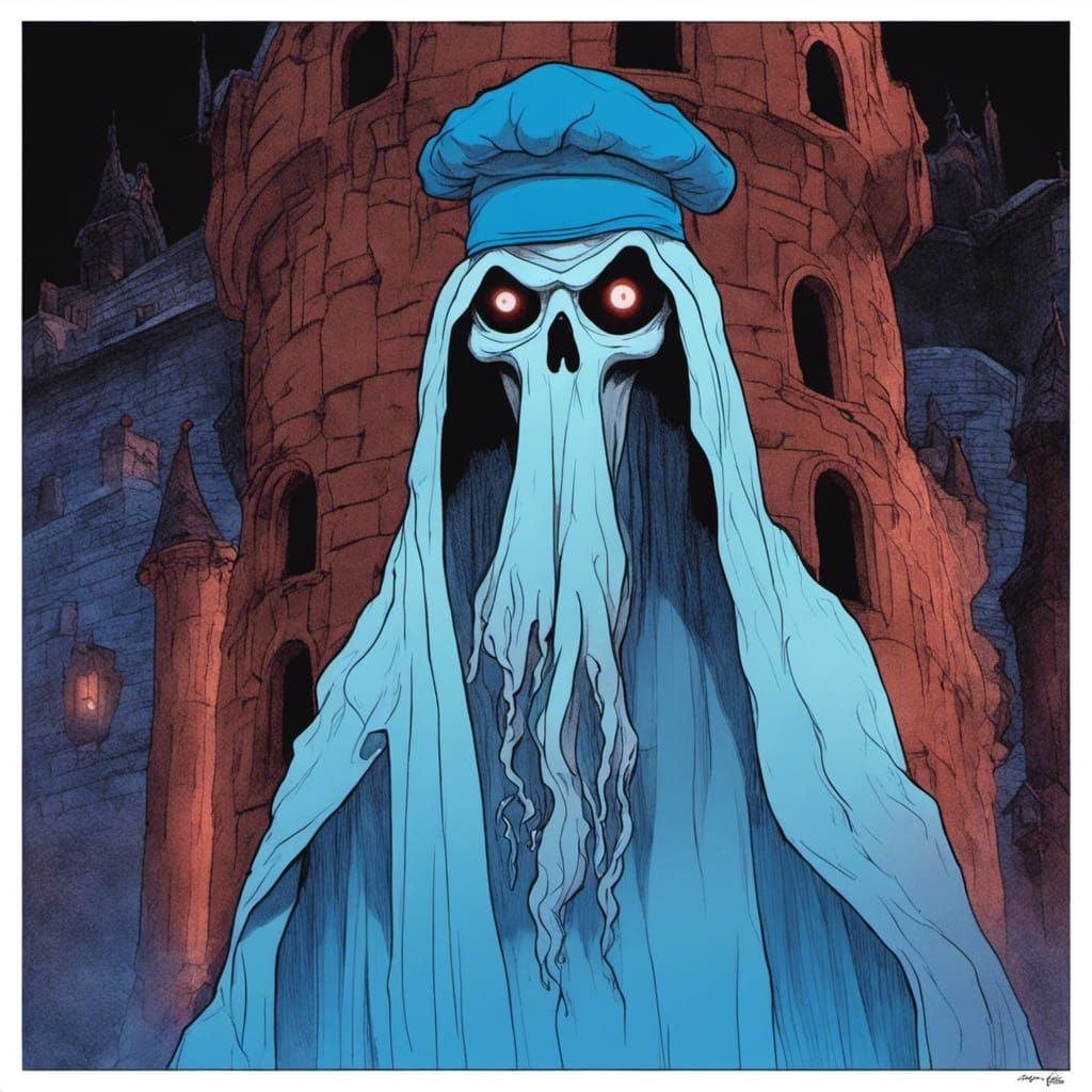 Boo Berry Ghost Portrait in Mœbius Style