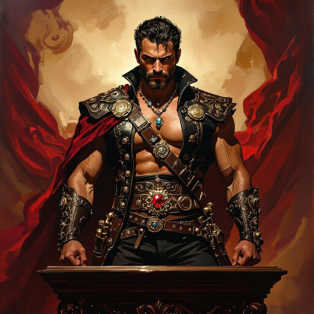 Stoic Man Commands Passion in Baroque Style