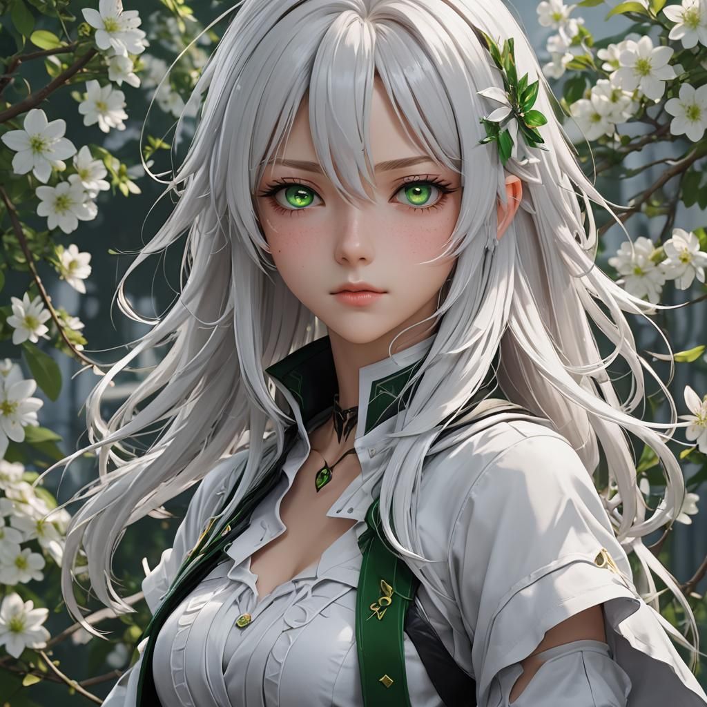 Anime Style 3D Art of White-Haired Character