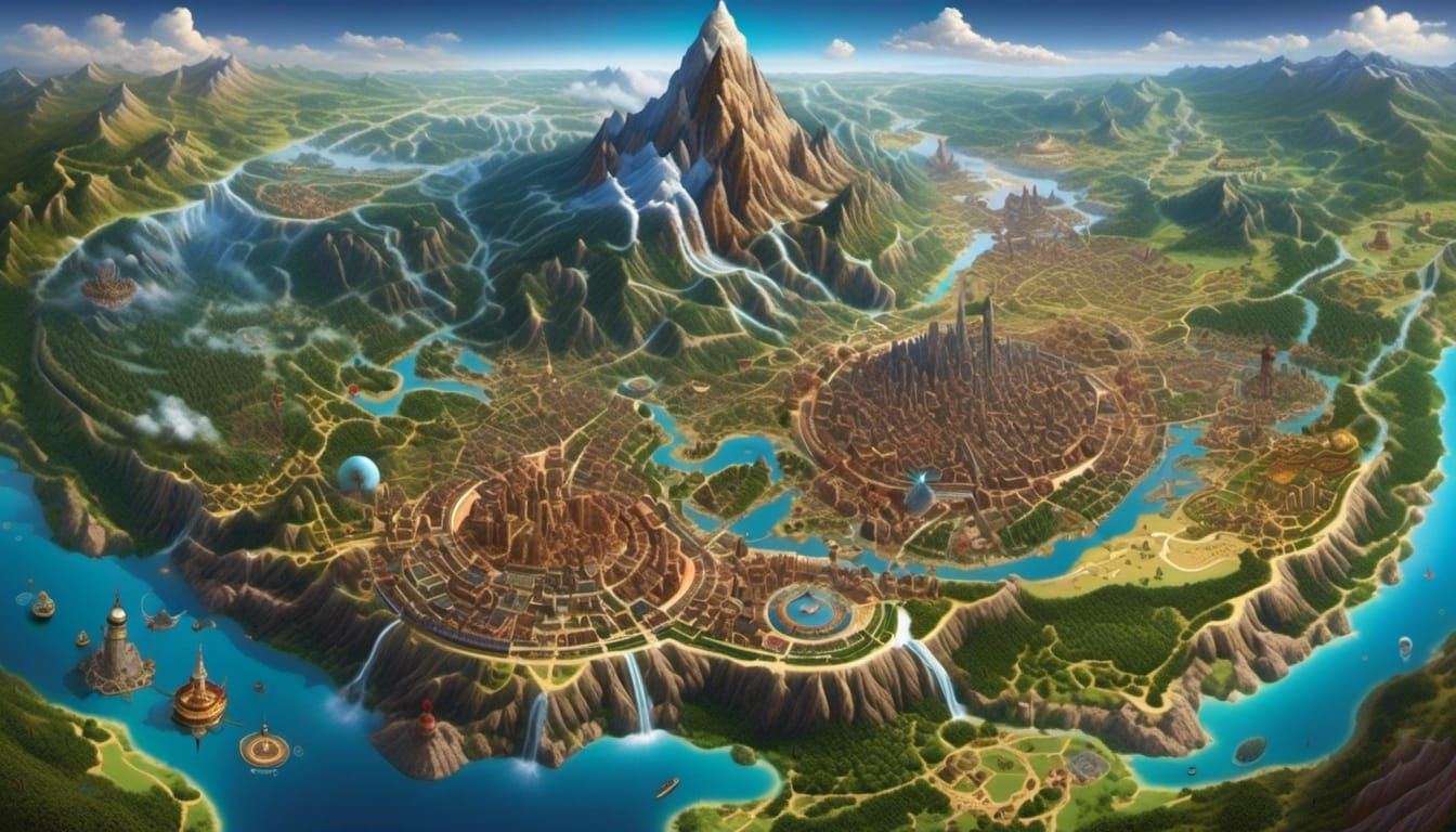 Holographic Sci-Fi Map with Digital High-Tech Information