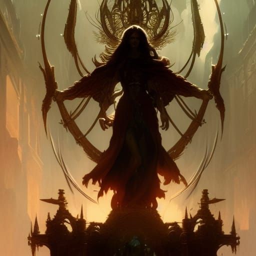 Dark Fantasy Judgement in Style of Art Nouveau