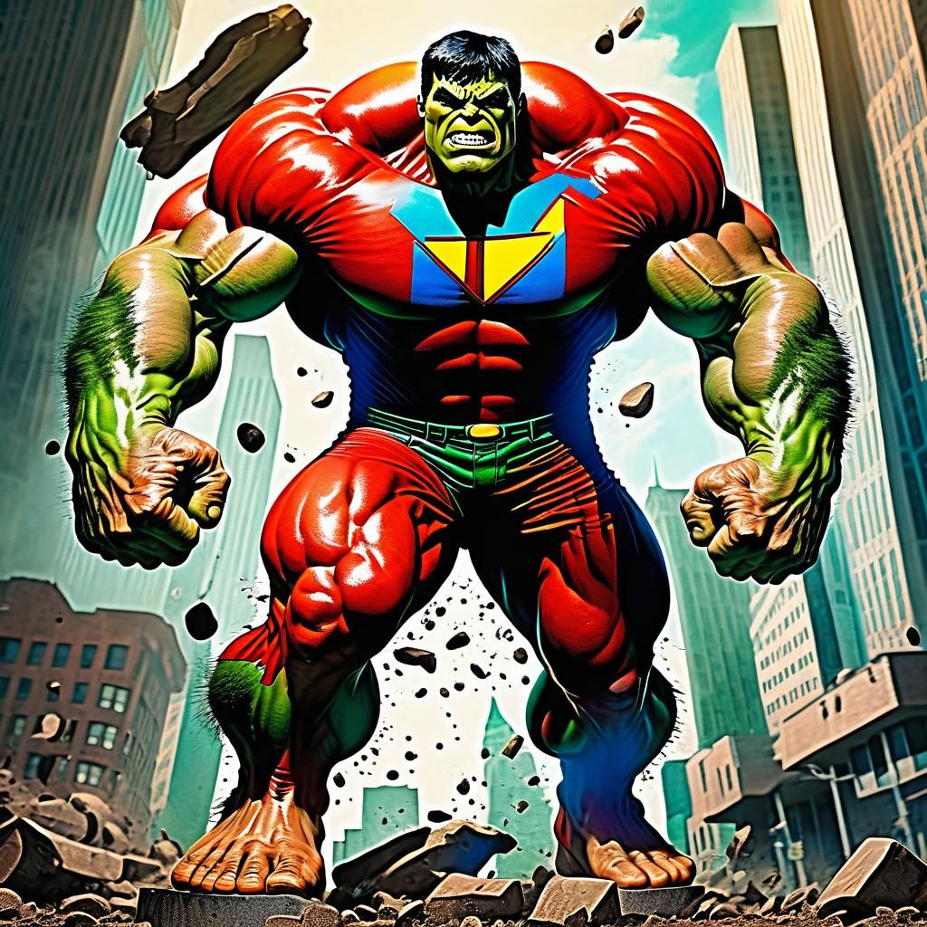 Incredible Hulk in Action Comic Style