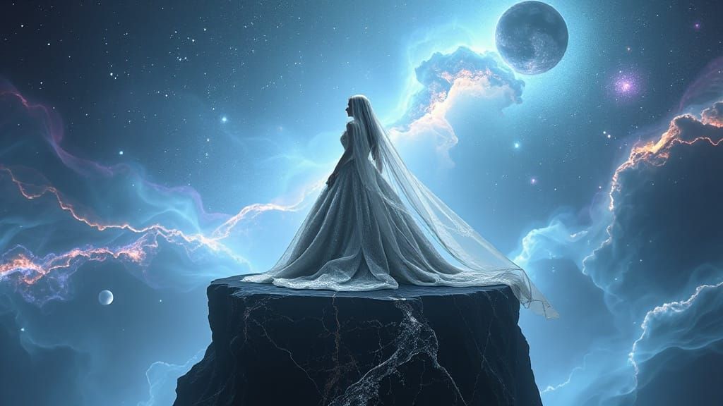 Celestial Bride Over Universe in Digital Fantasy Style