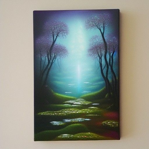 Ethereal Iridescent Fairycore Landscape in Oils
