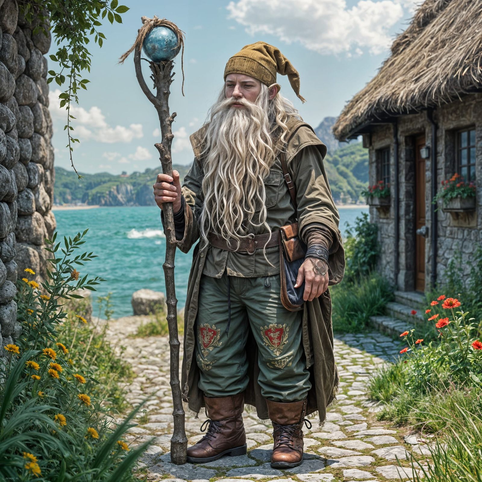 Charming Wizard with Dreadlocks by the North Sea