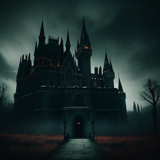 Gothic Vampire Castle Surrounded by Magic