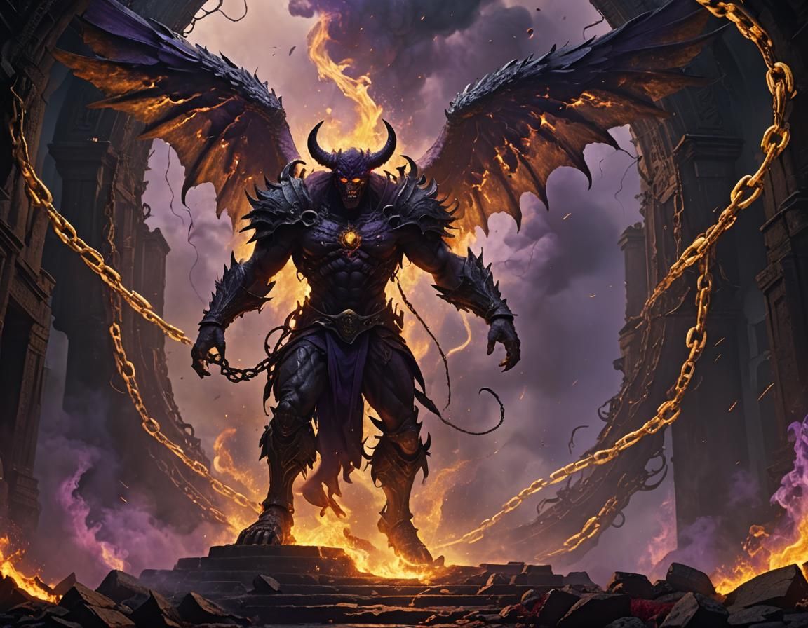 Demonic Portal with Angel, Dark Fantasy Concept Art